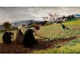 Harkende Landfrauen by Luigi Cima, oil on canvas, offered Dec 2016