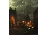 Nächtlicher Markt in Einer Stadt by Petrus van Schendel, oil on canvas, offered Apr 2022