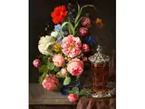 Blumenstillleben mit Prunkgefäss by Andreas Lach, oil on panel, offered Jul 2015