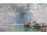 Fischer in der Bucht von Palermo by Franz Richard Unterberger, oil on panel, offered Mar 2023
