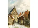 Winterliche Stadtansicht mit Kirche by Adrianus Eversen, oil on panel, offered Jun 2025