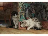 Spielende Katzen mit Paravent by Henriëtte Ronner-Knip, watercolor, offered Dec 2018