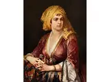Orientalin mit Turban by Cesare Dell'Acqua, oil on canvas, sold Sep 2018