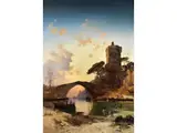 Die Brücke Über dem Tiber by Hermann David Salomon Corrodi, oil on canvas, sold Mar 2024