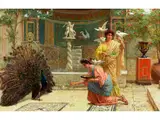 Römisch-pompejanische Genreszene mit Pfau by Ettore Forti, oil on canvas, sold Jun 2024