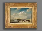 Fischverkauf am Strand von Scheveningen by Charles Leickert, oil on panel, sold Sep 2023