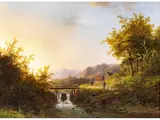 Sommerliche Landschaft mit Kleinem Fluss und Wasserfall by Johann Bernhard Klombeck, oil on panel, sold Sep 2025