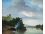 Flusslandschaft mit Burgruine by Andreas Schelfhout, oil on panel, offered Mar 2023