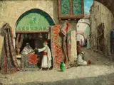Orientalisches Geschäftsviertel mit Händlerladen by Addison Thomas Millar, oil on canvas, offered Sep 2019