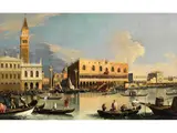 Venedigvedute mit Blick auf den Dogenpalast mit san Marco by Canaletto, oil on canvas, sold Jun 2025