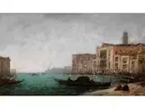 Vor Gebäudekulisse am Ufer des Canal Grande Ankernde Segelboote und Eine Prachtvolle Gondel by Félix Ziem, oil on canvas, sold Jun 2025