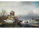 Winterlandschaft mit Windmühle by Jan Jacob Spohler, oil on canvas, sold Dec 2024