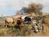 Heimkehr vom Felde by Heinrich von Zügel, oil on panel, offered Mar 2024