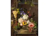 Grosses Stillleben mit Sommerblumen und Weintrauben by Georgius Jacobus Johannes van Os, oil on panel, sold Mar 2024