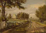 Quebec Farm by Georges Marie Joseph Delfosse, oil on canvas, sold Feb 2023
