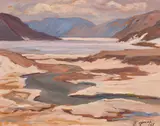 Looking toward Ketuktoo Bay - Milne Inlet, N.W.T. by Maurice Hall Haycock, 1965, oil on board, sold Feb 2023