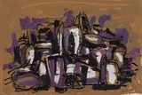 Sans titre by Edmund Alleyn, 1955, mixed media on paper, sold Feb 2023