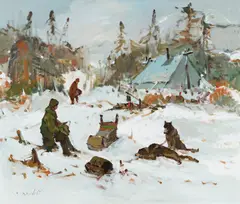 Tu sais ailleurs, il y a des gens qui rient et des gens qui pleurent by Serge Brunoni, acrylic on canvas, sold Feb 2023
