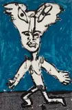 Bunny Man by John Scott, mixed media on paper, sold Feb 2023