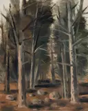 Forêt by Stanley Morel Cosgrove, oil on board, sold Jan 2023