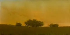 Landscape with Trees by Peter Hoffer, mixed media on board, sold Jan 2023