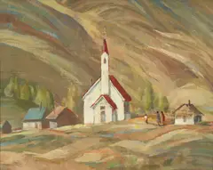 At End of Day by Ronald Threlkeld Jackson, oil on canvas, sold Jan 2023
