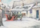 Old Cottages and Ramparts, Quebec by Paul Archibald Octave Caron, 1932, watercolour on paper, sold Jun 2023