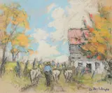 Cattle Drover by Berthe des Clayes, pastel on paper, sold Jun 2023