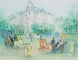 Calèches à Paris by Jean Dufy, gouache on paper, sold Jun 2023