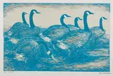 On Parade by Sam Black, woodblock print on paper, sold Feb 2023