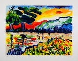 Landscape by Yehouda Chaki, silkscreen on paper, sold Feb 2023