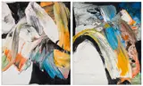 Sans titre (Diptyque) by Marcelle Ferron, oil on canvas diptych, sold Nov 2022