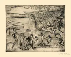 Am Ufer by Max Pechstein, 1920, Kaltnadel und Pinselätzung auf Japan, sold May 2011