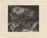 Sommerarbend in Werther by Peter August Böckstiegel, 1921, Kaltnadel und Pinselätzung auf Velin, sold Jan 2025