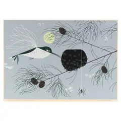 Ruby-Throated Hummingbird by Charley Harper, Silkscreen print in colors, sold May 2025