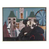 A Couple at the Fair Grounds by Stephen White, Oil on panel, sold May 2025
