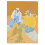 Noonday Glare, Mending Nets by Claude Howell, Serigraph in colors, sold May 2025