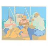 Sunny Day, Mending Nets by Claude Howell, Serigraph in colors, sold May 2025