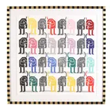 Perros by Pedro Friedeberg, Print in colors in custom Pedro Friedeberg ebonized and gilt-decorated wood frame, sold May 2025