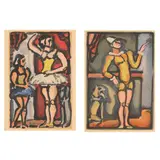 Les Ballerines / Auguste (Clown au Chien) (Two Works from Cirque de L'Étoile Filante ) by Georges Rouault, Each an etching, sold May 2025