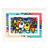 Deeply In Love, Too by Romero Britto, Three-dimensional serigraph construction in color with cut-outs and shimmery highlights, sold May 2025