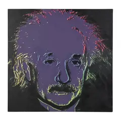 Einstein (Purple) by Steve Kaufman, Silkscreen print in colors on canvas, sold May 2025