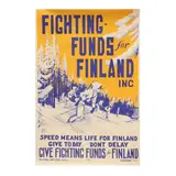 WWII Fighting-Funds for Finland, Ski Poster (1940) by Worden Wood, Lithographic poster in colors, sold May 2025