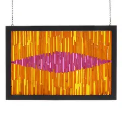 Tessellated Stained Acrylic Panel by Phyllis Stevens, Orange and purple stained acrylic/plexiglass mosaic, sold May 2025