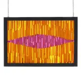 Tessellated Stained Acrylic Panel by Phyllis Stevens, Orange and purple stained acrylic/plexiglass mosaic, sold May 2025
