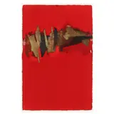 Gold/Noir by Nancy Tuttle May, Mixed media and gold leaf on paper, sold May 2025