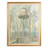 Sutherlin Water Tower by Nicholas Burton Bragg, Oil on cotton canvas, sold May 2025