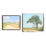 Old Pine and Cape Lookout (two works) by Carroll Lassiter, Oil on panel, sold May 2025