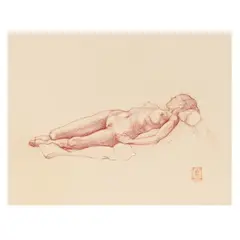 Reclining Nude by Michael Smith, Conte pencil on paper, sold May 2025