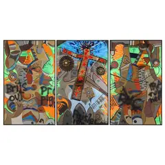 The Troubles FKA Political Strife Triptych (Three Works) by Robert Barnard, Acrylic, sold May 2025